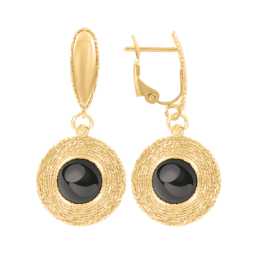 Gelb gold 585° (14K) Ohrringe mit schwarzem Onyx 