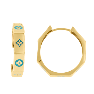Gelb gold 585° (14K) Ohrringe mit blauer Emaille 
