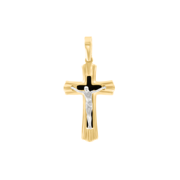Gelb/ Weißgold 585 Kreuz 