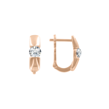 Earrings in red gold with cubic zirconia 