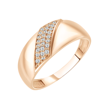 Damenring aus Rotgold 585° mit Zirkonia 