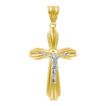 Gelb/ Weißgold 585 Kreuz 