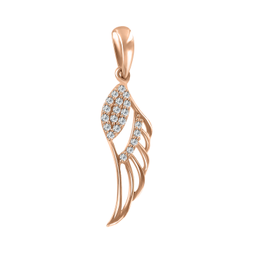 Pendant in red gold of 585 assay value with zirconia 