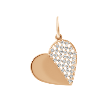 Pendant in red gold of 585 assay value with zirconia 