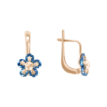 Infant earrings in red gold of 585 assay value (14ct) with zirconia 