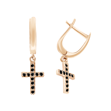 Earrings in red gold with cubic zirconia 