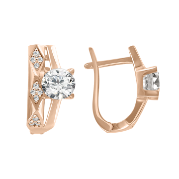 Earrings in red gold with cubic zirconia 
