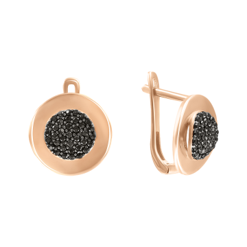 Earrings in red gold with cubic zirconia 
