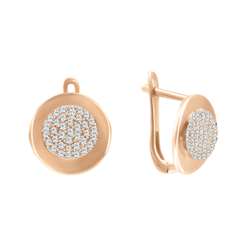 Earrings in red gold with cubic zirconia 