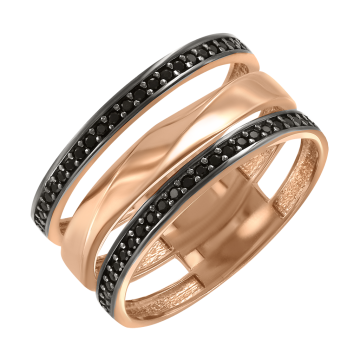 Lady´s ring in red gold of 585 assay value with zirconia 