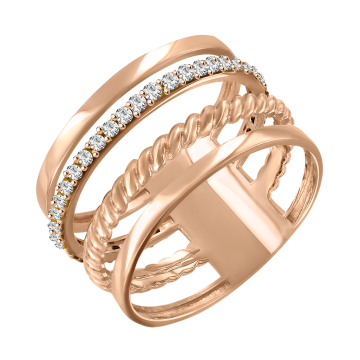 Damenring aus Rotgold 585° mit Zirkonia 