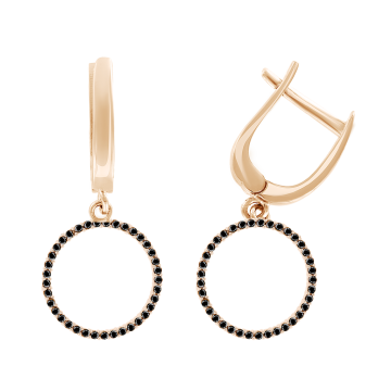 Earrings in red gold with cubic zirconia 