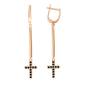 Earrings in red gold with cubic zirconia 