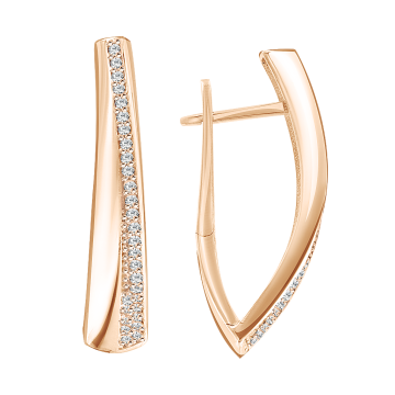 Earrings in red gold with cubic zirconia 
