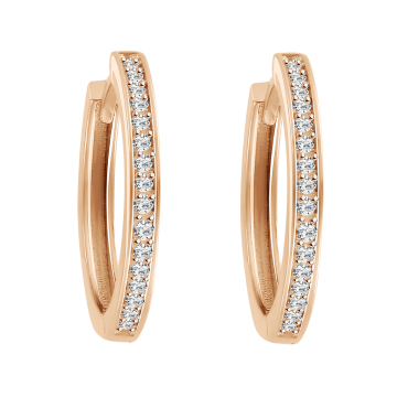 Earrings in red gold with cubic zirconia 