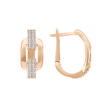 Earrings in red gold with cubic zirconia 