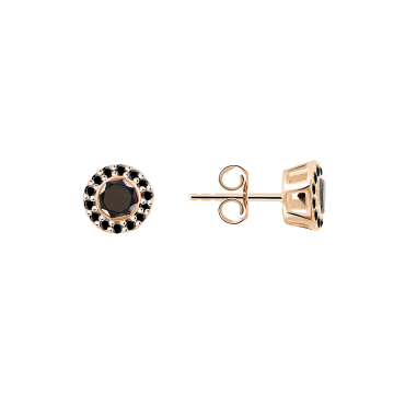 Earrings in red gold with cubic zirconia 