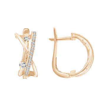 Earrings in red gold with cubic zirconia 