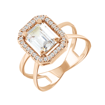 Damenring aus Rotgold 585° mit Zirkonia 