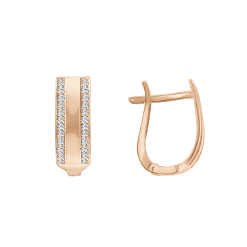 Earrings in red gold with cubic zirconia 
