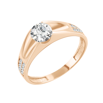 Damenring aus Rotgold 585° mit Zirkonia 