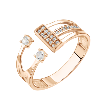 Damenring aus Rotgold 585° mit Zirkonia 