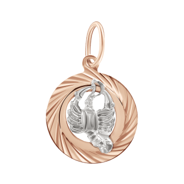 Pendant zodiac sign "Cancer" in red and white gold 