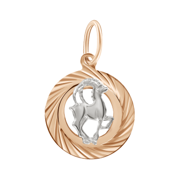 Pendant zodiac sign "Capricorn" in red and white gold 