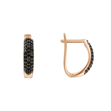 Earrings in red gold with cubic zirconia 