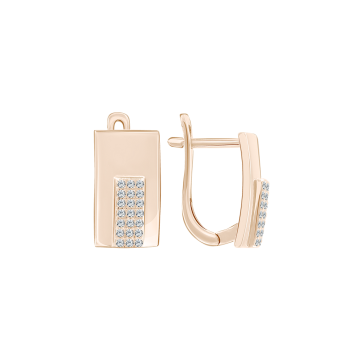 Earrings in red gold with cubic zirconia 