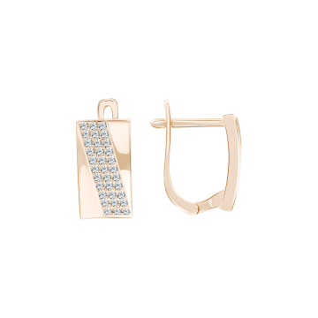 Earrings in red gold with cubic zirconia 
