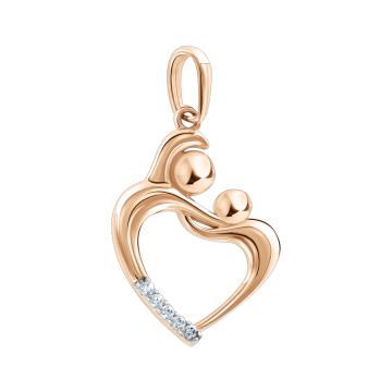 Pendants in red gold of 585 assay value with zirconia 