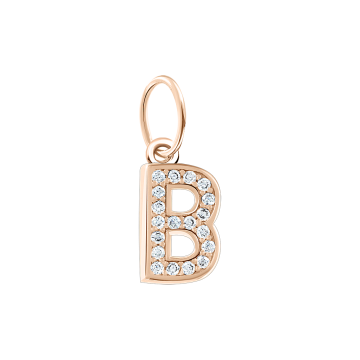 Pendant in red gold of 585 assay value with zirconia 