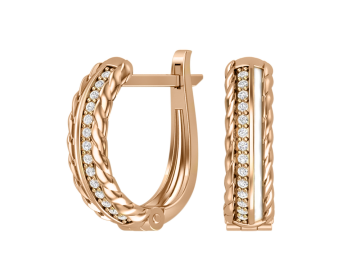 Earrings in red gold with cubic zirconia 