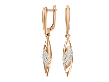 Earrings in red gold with cubic zirconia 