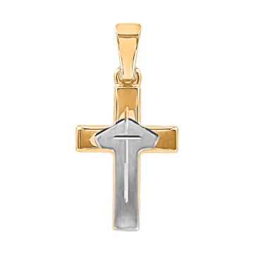 Gelb/ Weißgold 585 Kreuz 
