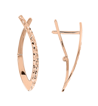Earrings in red gold of 585 assay value 