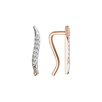 Earrings in red gold with cubic zirconia 