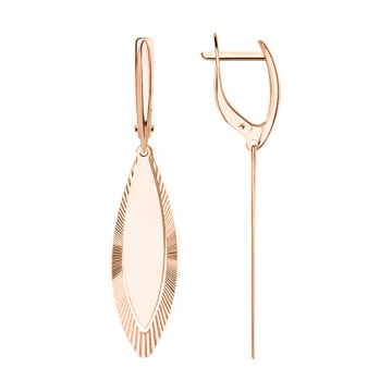 Earrings in red gold of 585 assay value 