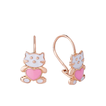 Infant earrings in red gold of 585 assay value (14ct) 