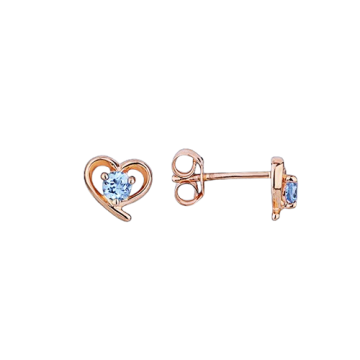 Earrings in red gold of 585 assay value with blue topaz 