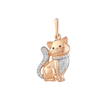 Pendant in red gold of 585 assay value with zirconia 