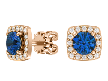 Earrings in red gold with cubic zirconia 