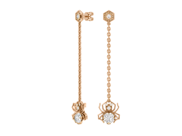 Earrings in red gold with cubic zirconia 