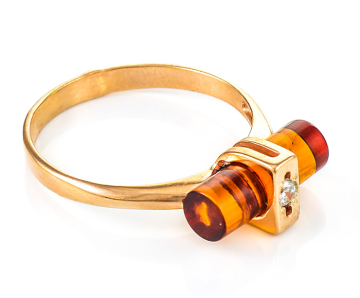 Vergoldete Damen-ring aus 925er Silber mit Bernstein 