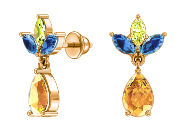 Earrings in red gold with cubic zirconia 