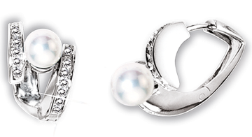 Silver earrings with pearl and zirconia 