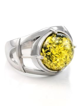Man´s silver seal ring with amber 