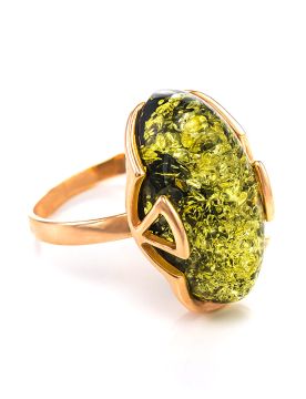 Vergoldete Damen-ring aus 925er Silber mit Bernstein 