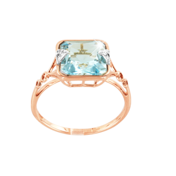 Lady´s ring in red gold of 585 assay value with London topaz, zirconia 